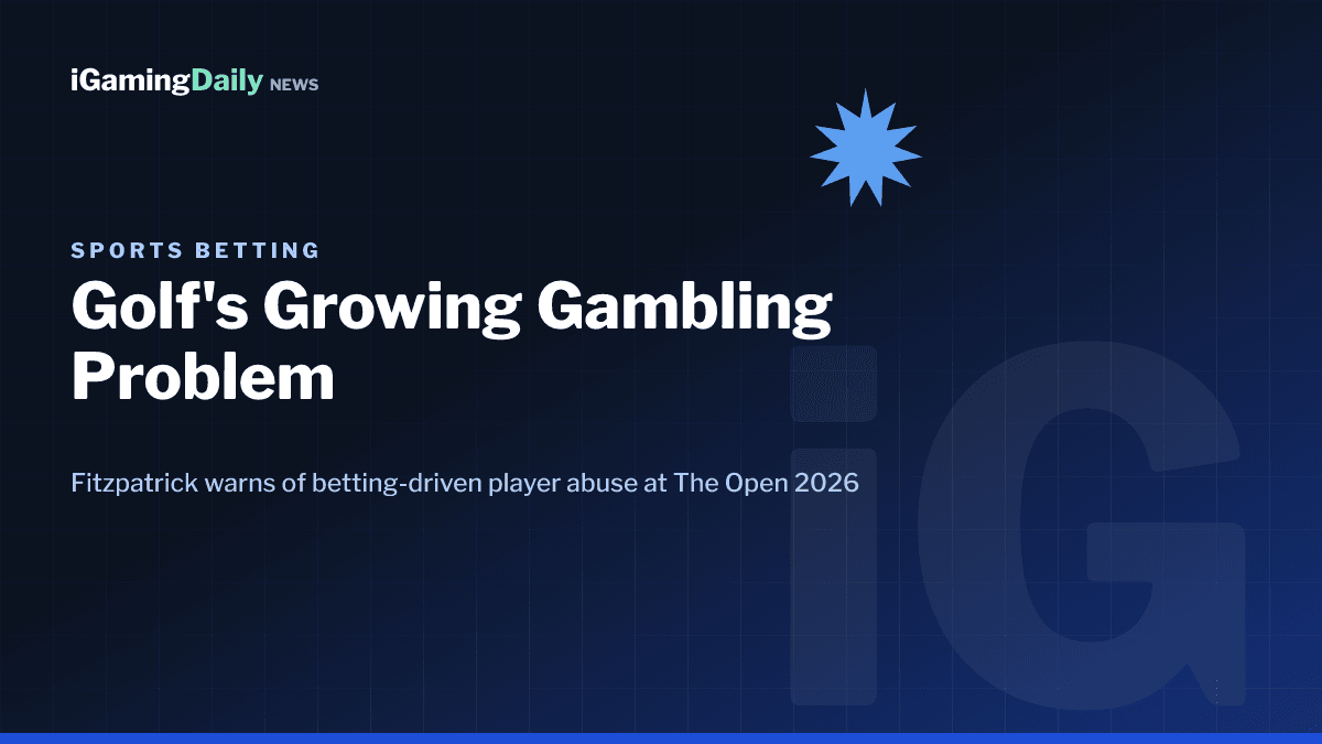 Golf betting graphic illustrating Matt Fitzpatrick's warning about gambling-related player abuse at The Open 2026
