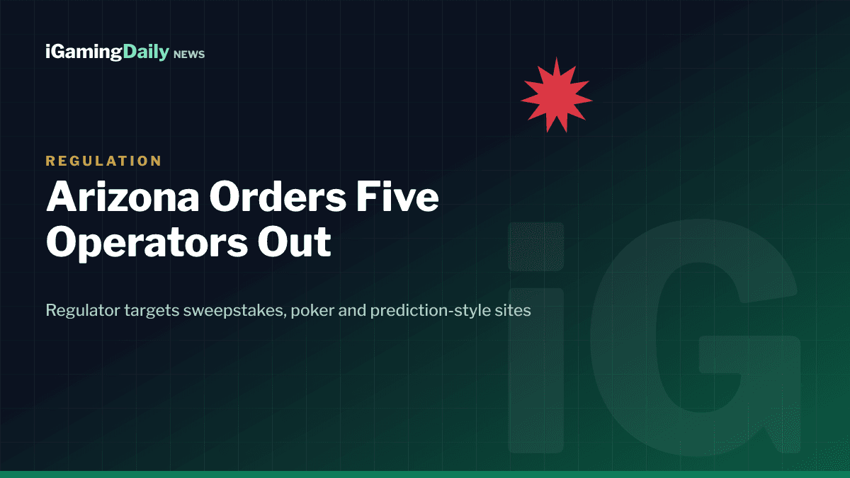 Arizona Department of Gaming cease and desist crackdown on five unlicensed online gambling operators July 2026