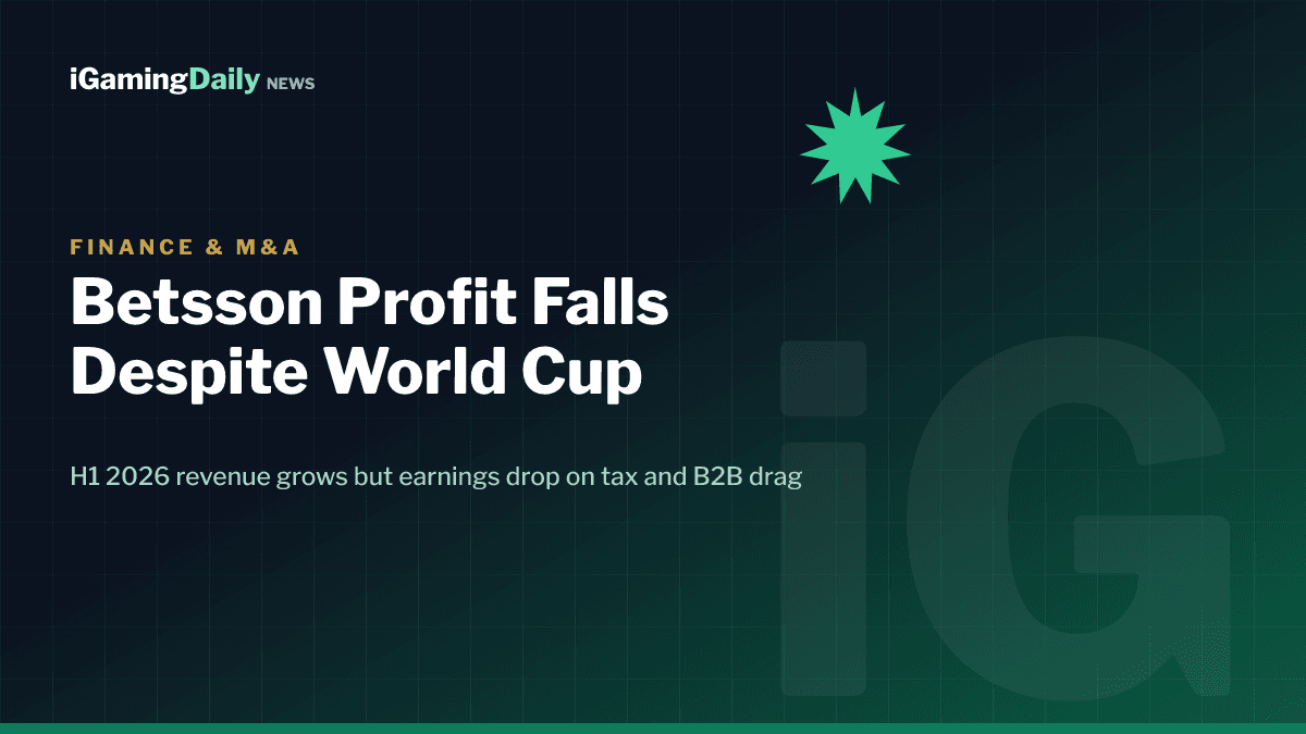 Betsson H1 2026 results chart showing revenue growth but falling profit and record Latin America