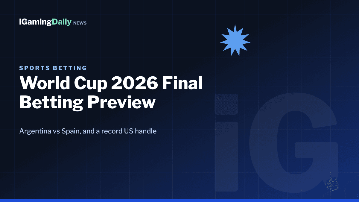 World Cup 2026 final betting odds graphic for Argentina vs Spain with record US handle