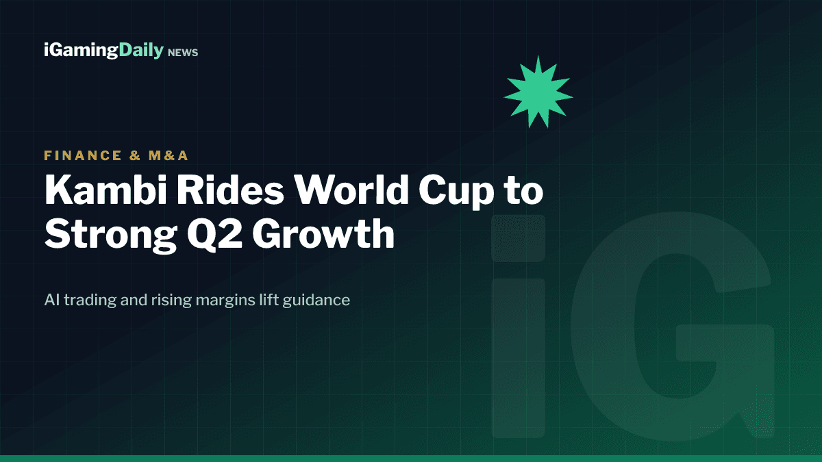 Kambi Q2 2026 results graphic showing World Cup driven sportsbook revenue growth