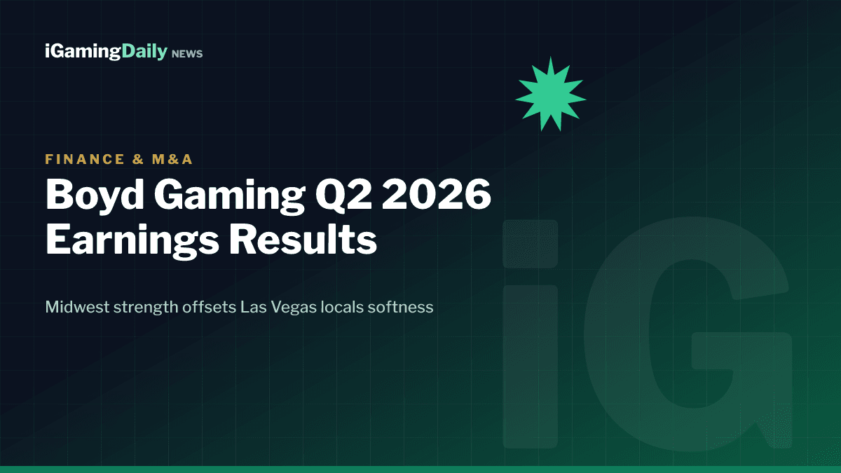 Boyd Gaming Q2 2026 earnings results branded graphic showing Midwest growth offsetting Las Vegas softness