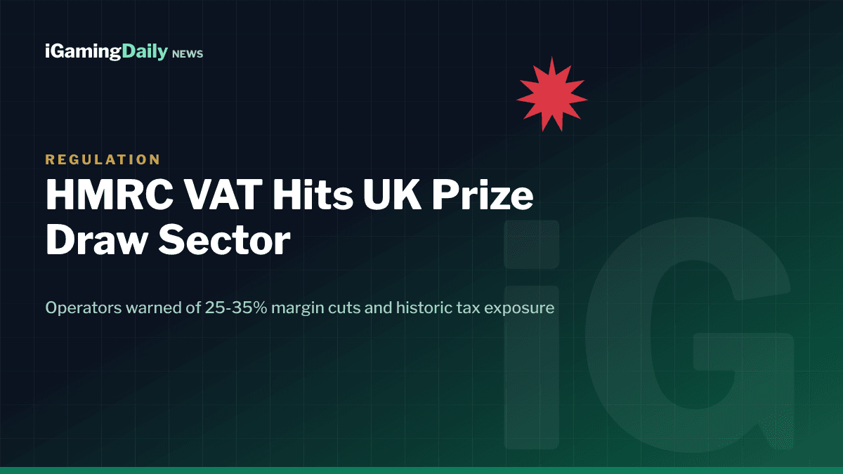 HMRC VAT ruling warning for UK prize draw operators in 2026 with margin impact graphic