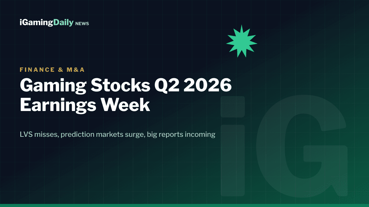 Gaming stocks Q2 2026 earnings preview chart showing iGaming ETF performance and key reporting companies