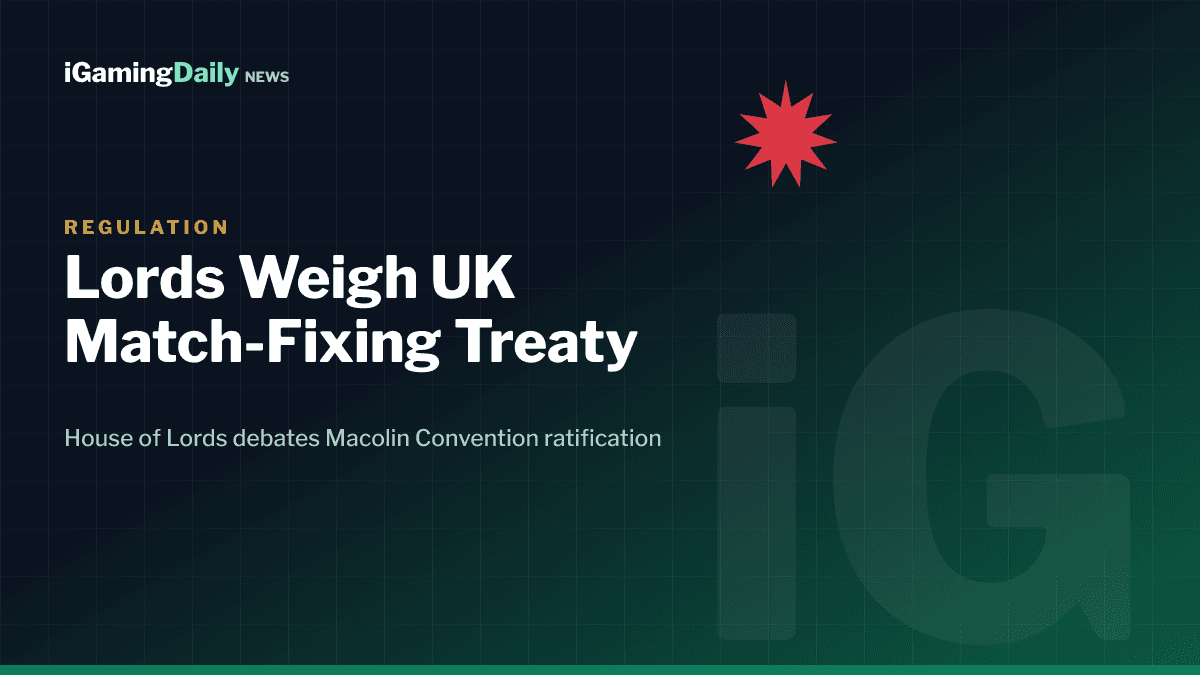 House of Lords debates UK ratification of the Macolin Convention against match-fixing in sport