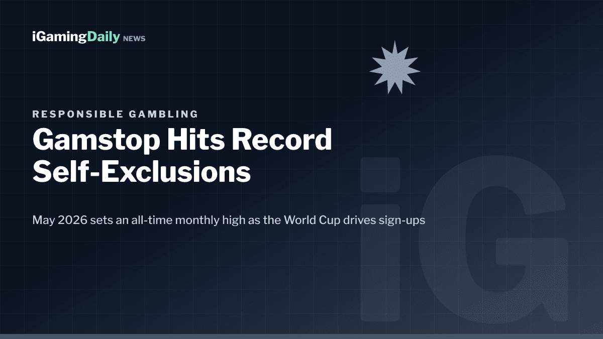 Gamstop record self-exclusions May 2026 branded graphic ahead of the 2026 World Cup