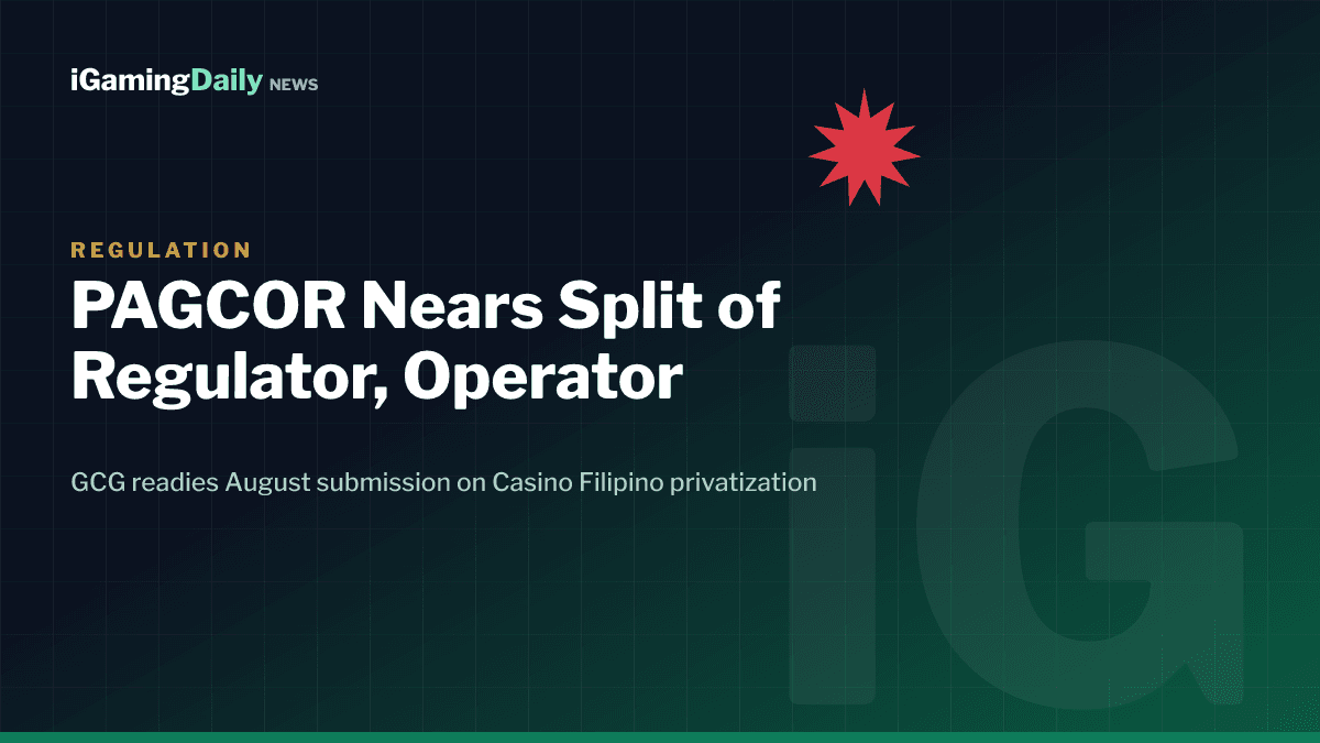 PAGCOR split graphic on Philippines decoupling regulator and casino operator roles and Casino Filipino privatization 2026