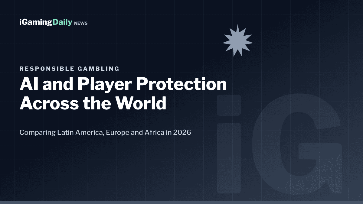 Branded graphic on AI and player protection adoption in iGaming across Latin America, Europe and Africa in 2026